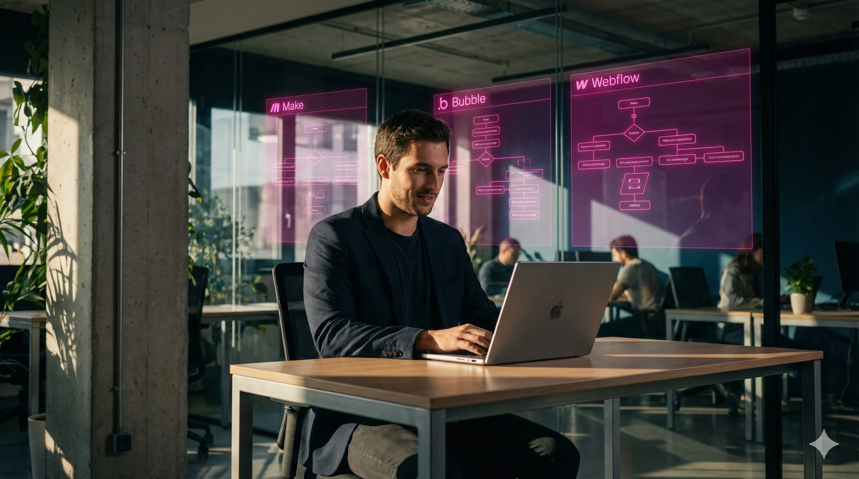 Entrepreneur travaillant sur son projet NoCode